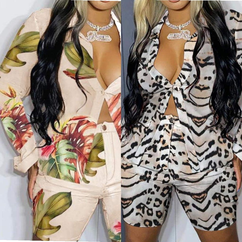 Win Win Situation Fitted Bermuda 2Piece Short Set - Féline Couture 