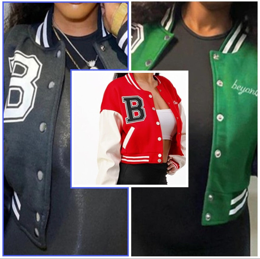 Your Favorite BaseBall Wife Crop Bomber Jacket - Féline Couture 