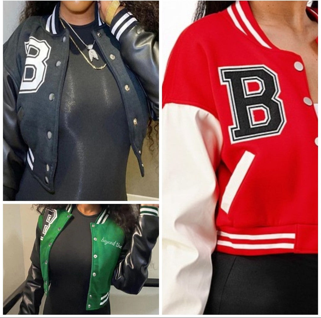 Your Favorite BaseBall Wife Crop Bomber Jacket - Féline Couture 