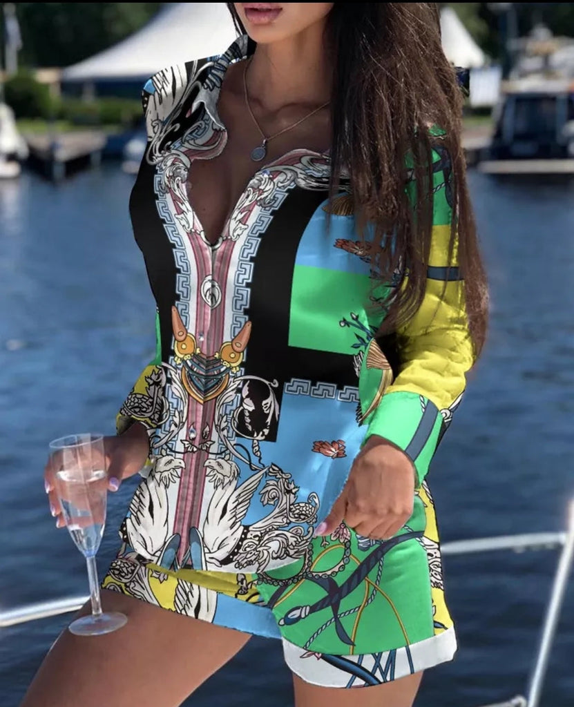 The Hamptons Multi-Colored 2Piece Short Set - Féline Couture 
