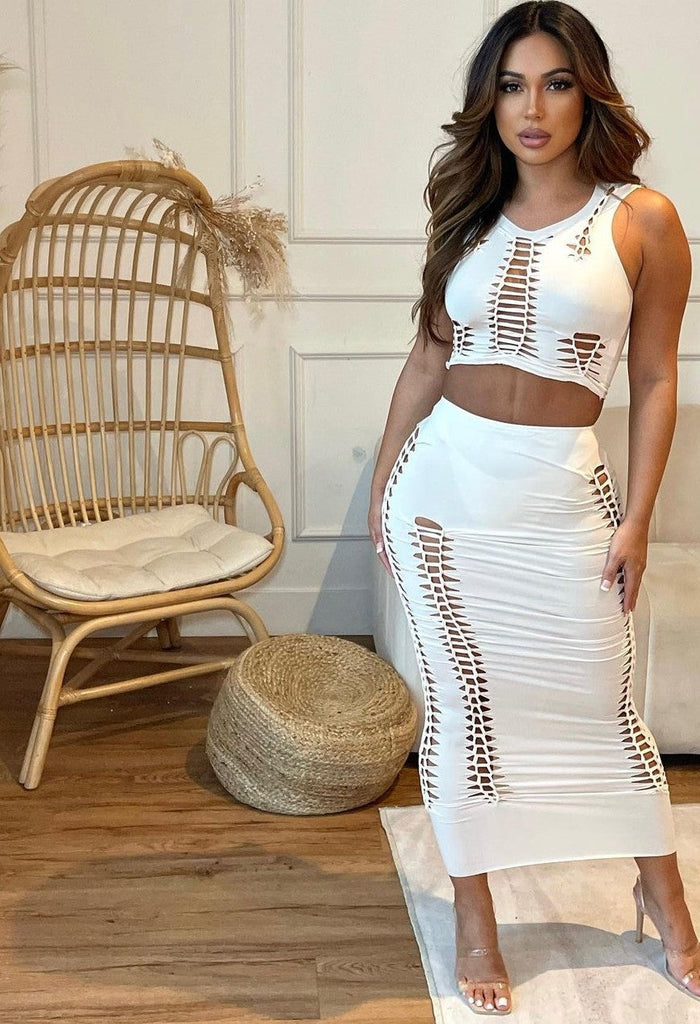 Always Flaunting Braided Midi Skirt Set - Féline Couture 