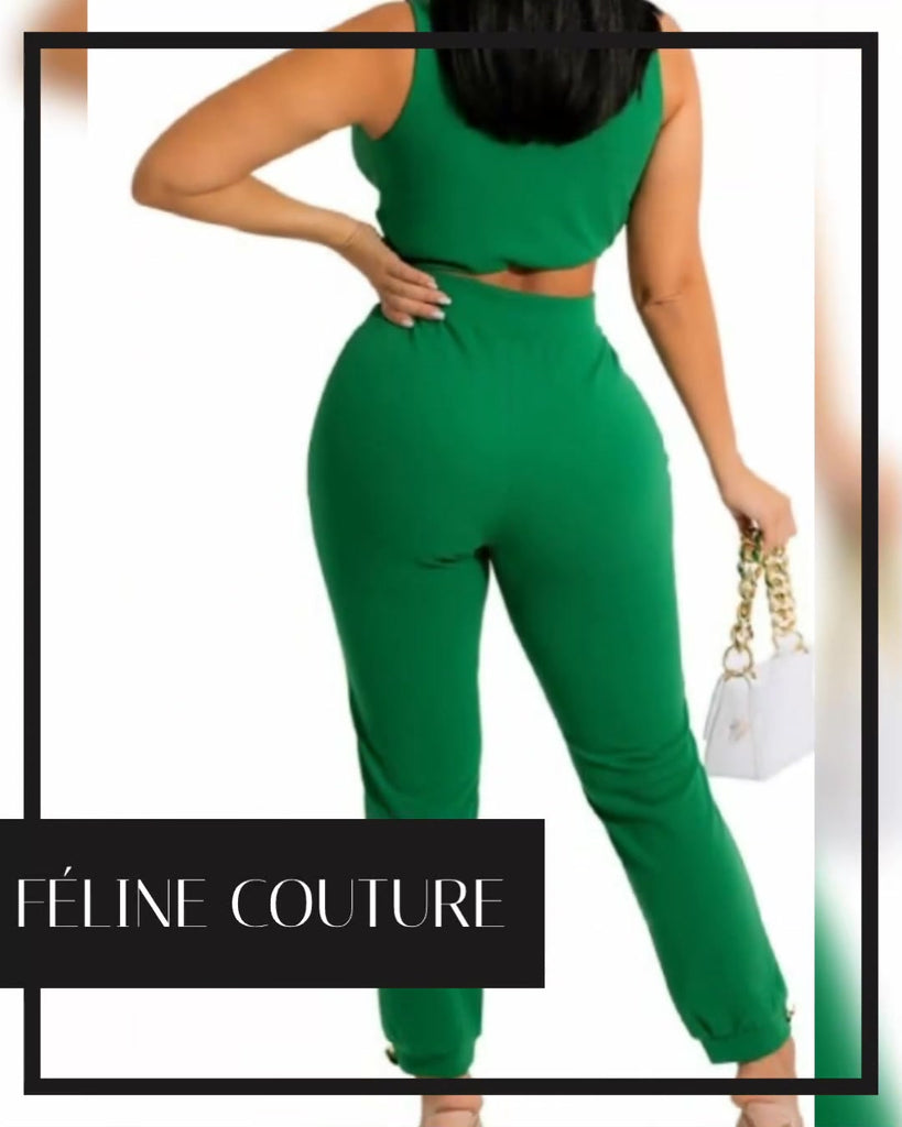 My Grass is Greener Matching Pants Set - Féline Couture 