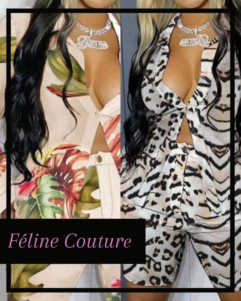 Win Win Situation Fitted Bermuda 2Piece Short Set - Féline Couture 