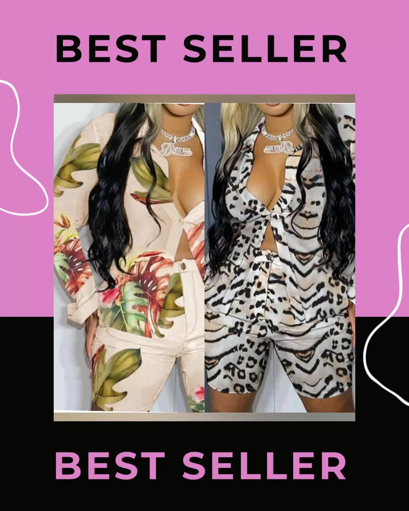 Win Win Situation Fitted Bermuda 2Piece Short Set - Féline Couture 